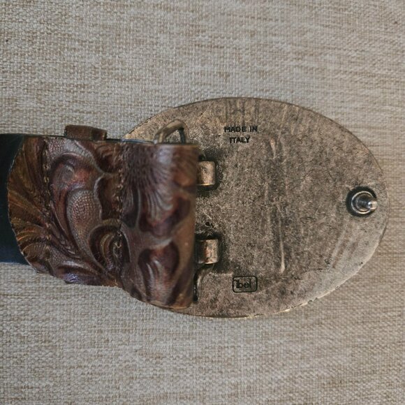 Vintage Sandy Duftler Belt Size Small Made In USA Genuine Leather Brown Floral - Picture 4 of 7